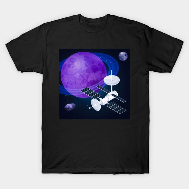 Space Orbit Satellite Composition T-Shirt by TheSkullArmy